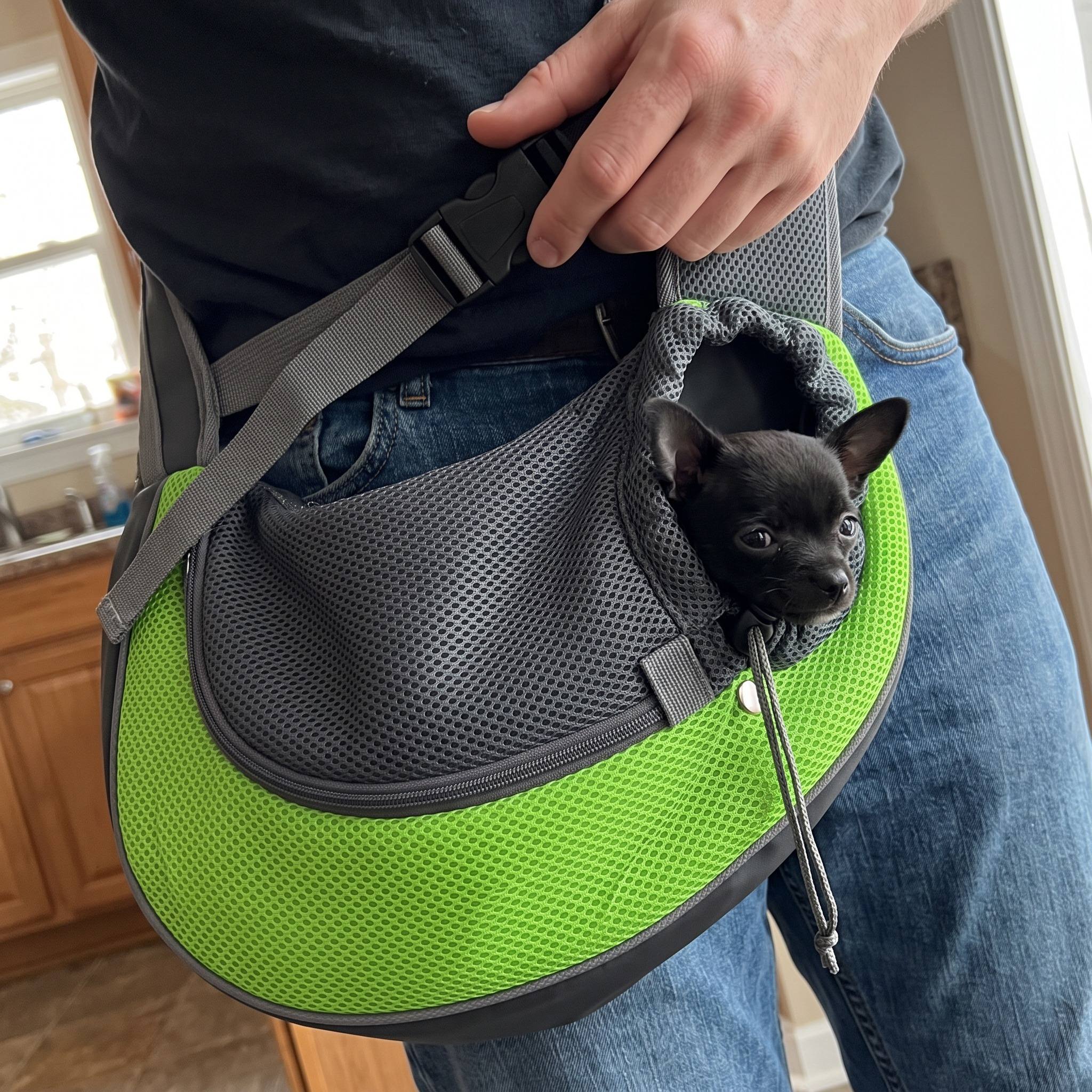 Checking the green sling buckle before use