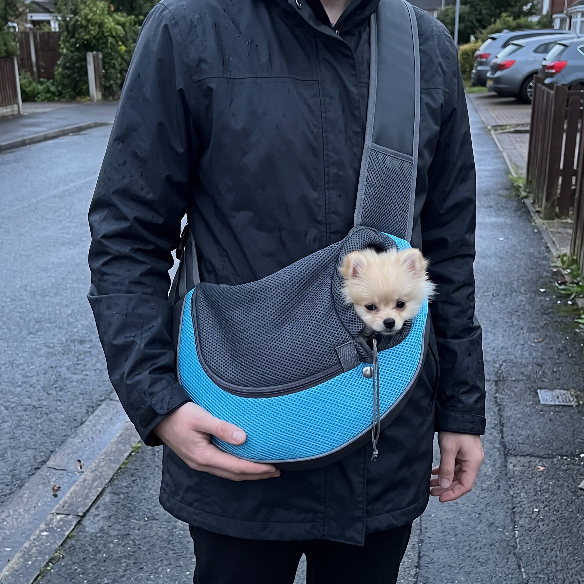 Sky blue sling on a neighbourhood pause